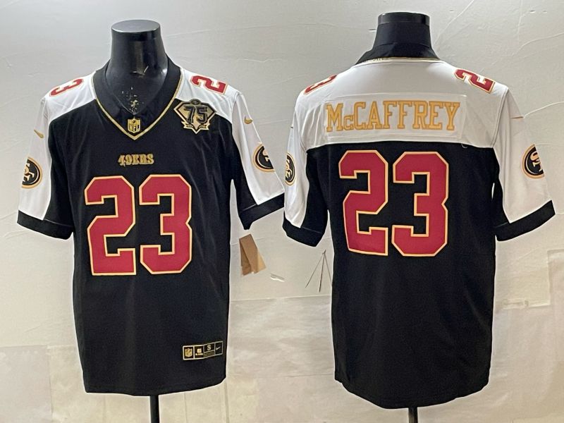 Men 2026 Nike San Francisco 49ers #23 Mccaffrey Black 3th generation Thorwback Limited NFL Jersey 09